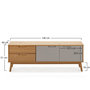 Voir la diapositive 6 : VS VENTA-STOCK Meuble TV Bruce 2 Tiroirs et 2 Portes, Bois Massif, 140 cm (Largeur) 51 cm (Hauteur)