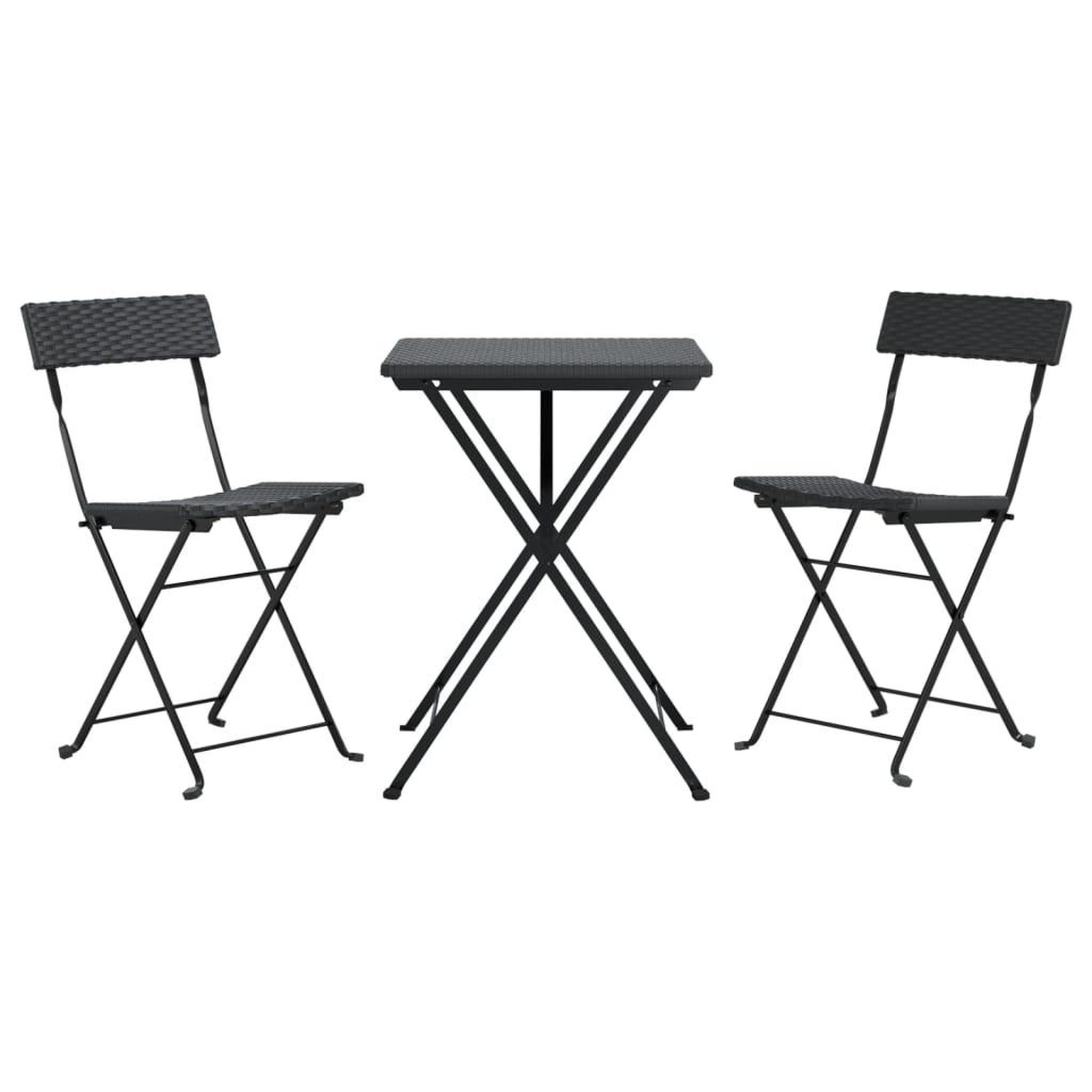 Voir la diapositive 3 : VIDAXL Ensemble de bistro pliable 3 pcs Noir Resine tressee
