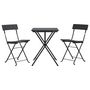 Voir la diapositive 3 : VIDAXL Ensemble de bistro pliable 3 pcs Noir Resine tressee