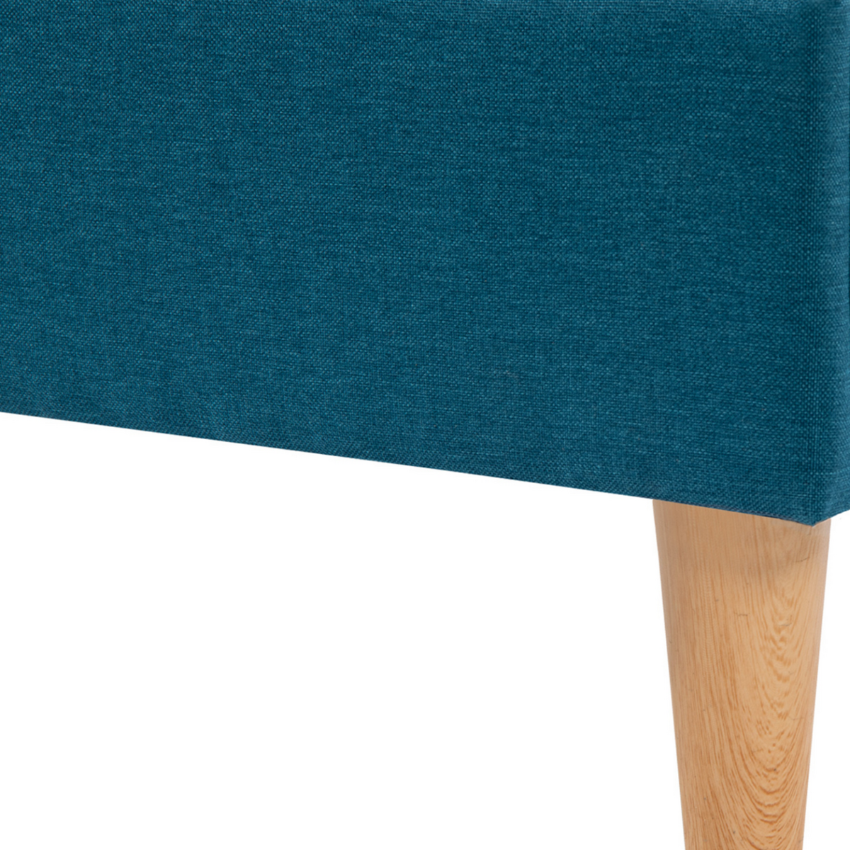 ID MARKET Lit double scandinave BALTA avec tête de lit et sommier 160 x 200 cm tissu bleu canard