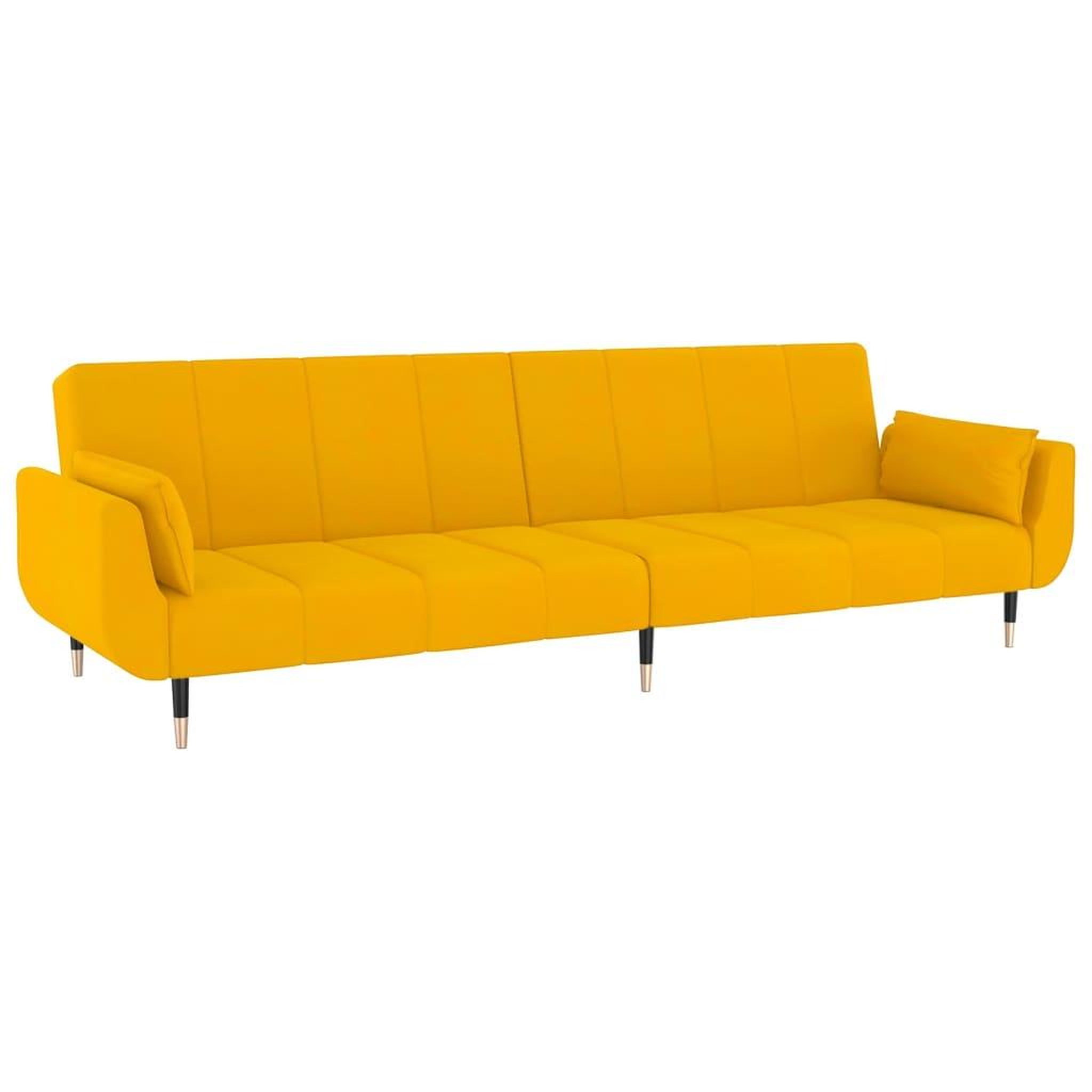 Voir la diapositive 4 : VIDAXL Canape-lit a 2 places avec deux oreillers Jaune Velours
