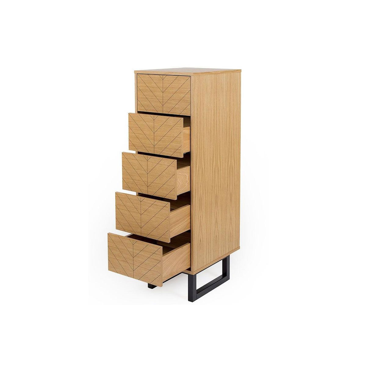 Paris Prix Chiffonnier 5 Tiroirs Chevrons  Camden  123cm Naturel