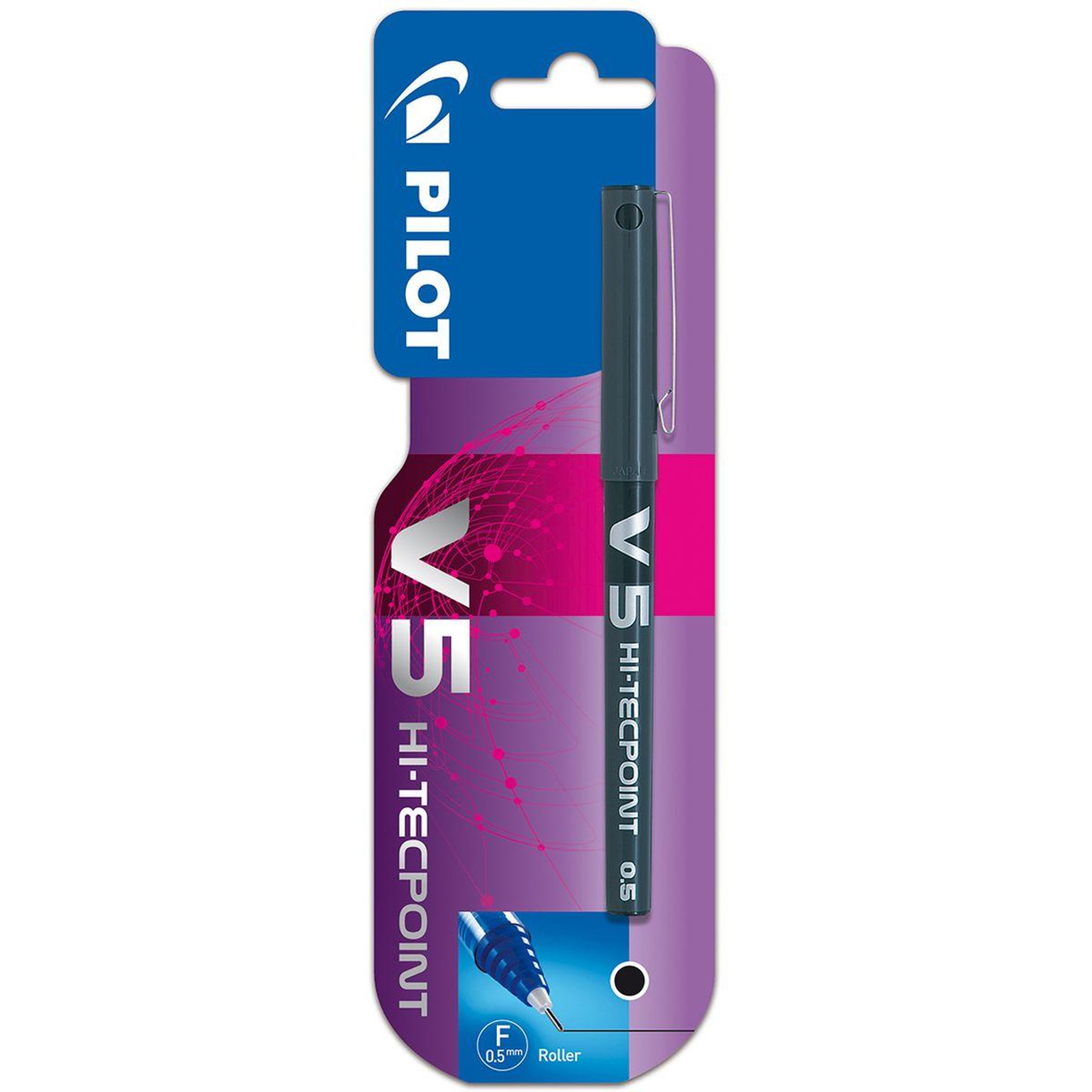 PILOT Stylo roller pointe fine encre liquide noire V5 HI-TECPOINT