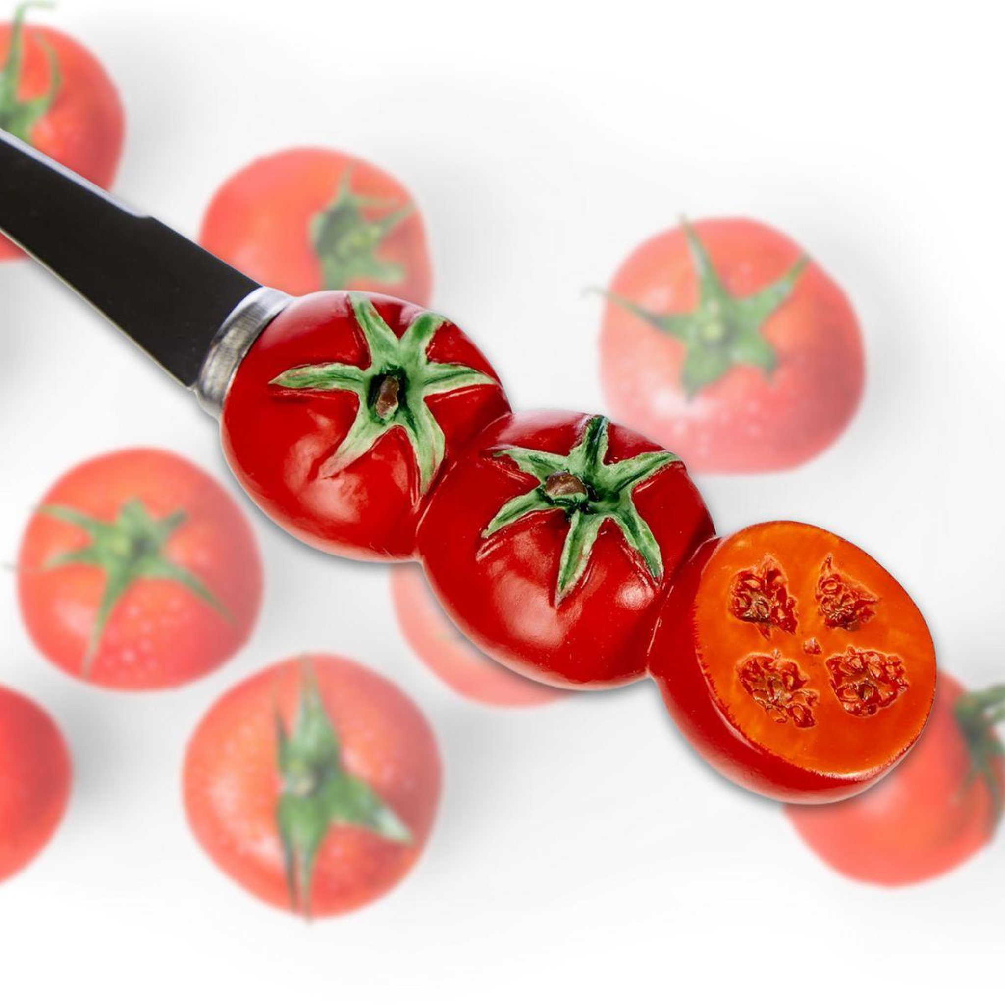 Voir la diapositive 2 : Fackelmann Lot de 4 couteaux à tomates lame crantée 11 cm Fackelmann