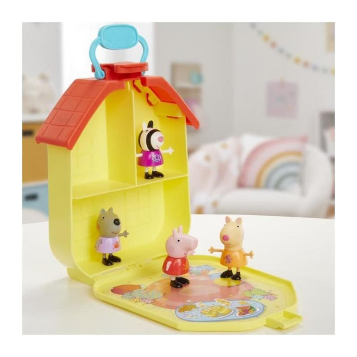HASBRO Peppa Pig, coffret La mallette de Peppa avec maison pliable, 4 figurines, jouets préscolaires, a partir de 3 ans