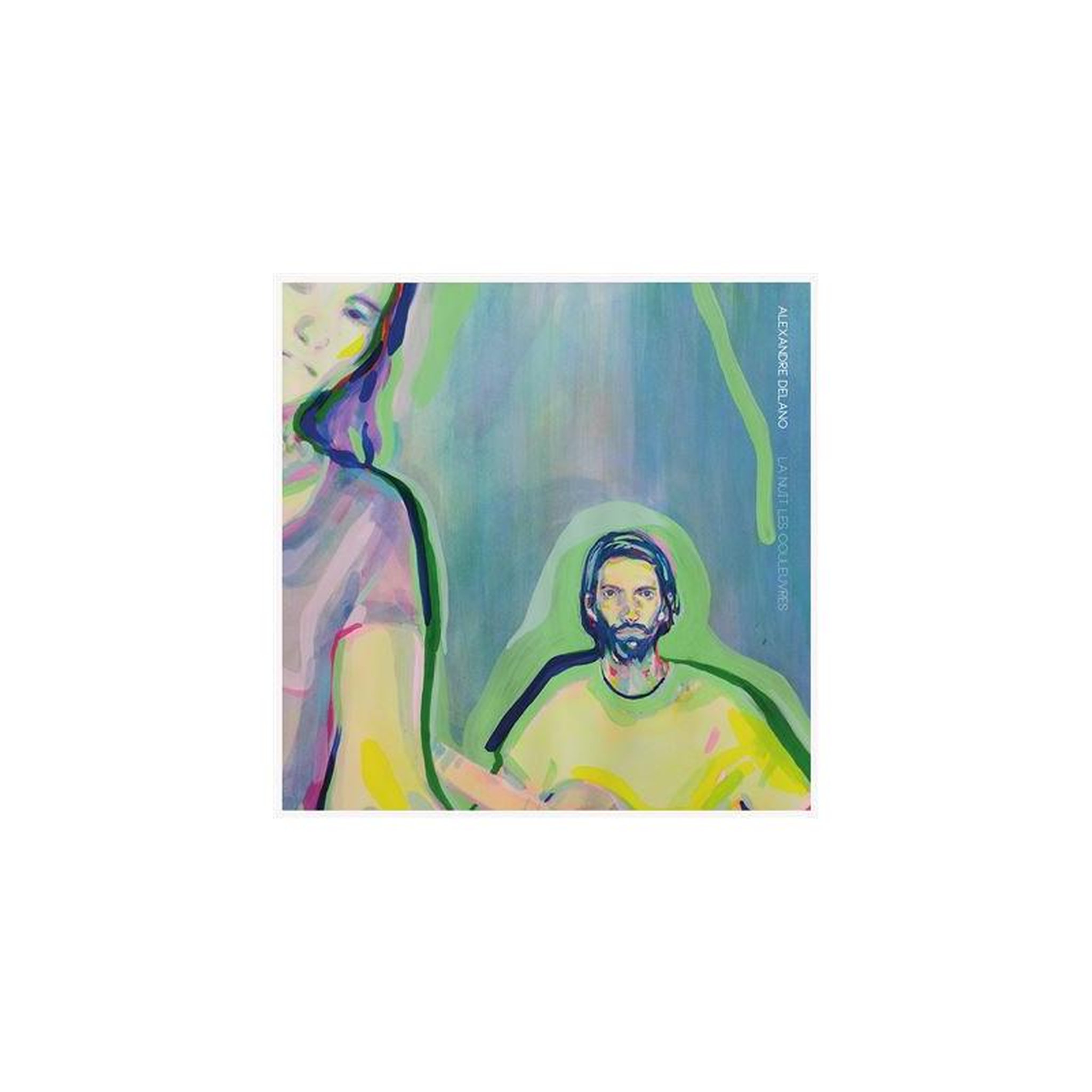 Cd la nuit les couleuvres - pochette carrée illustrée aux tons vert et jaune sans marque