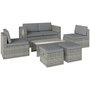 Voir la diapositive 1 : OUTSUNNY Salon de Jardin 6 personnes 6 pièces encastrable résine coussins déhoussables gris