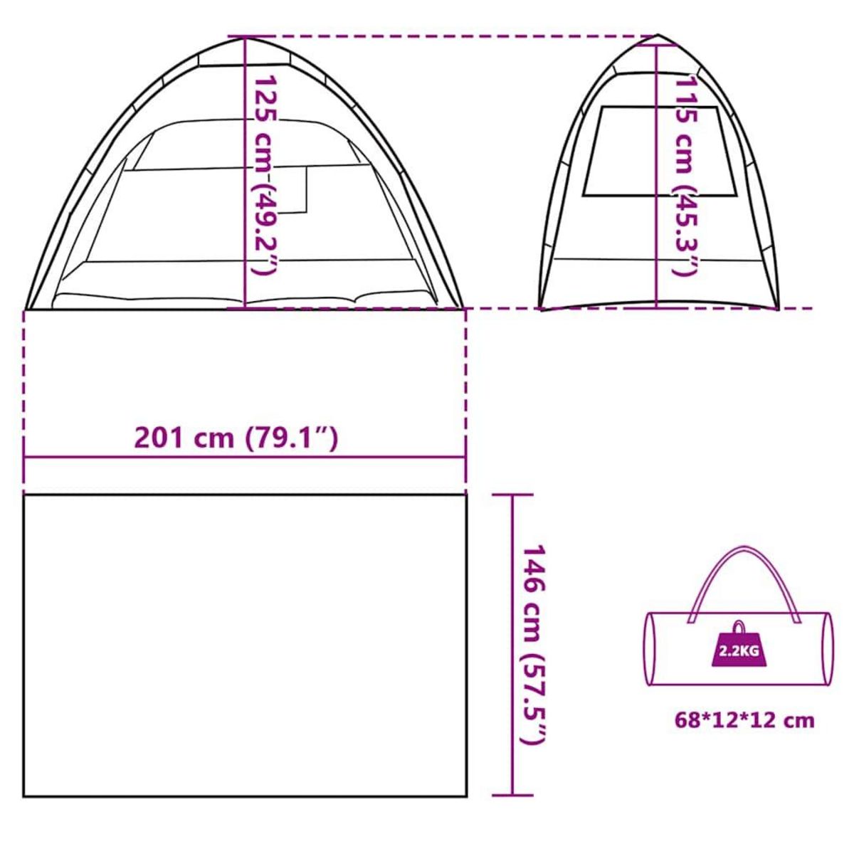 VIDAXL Tente de plage 2 personnes liberation rapide impermeable