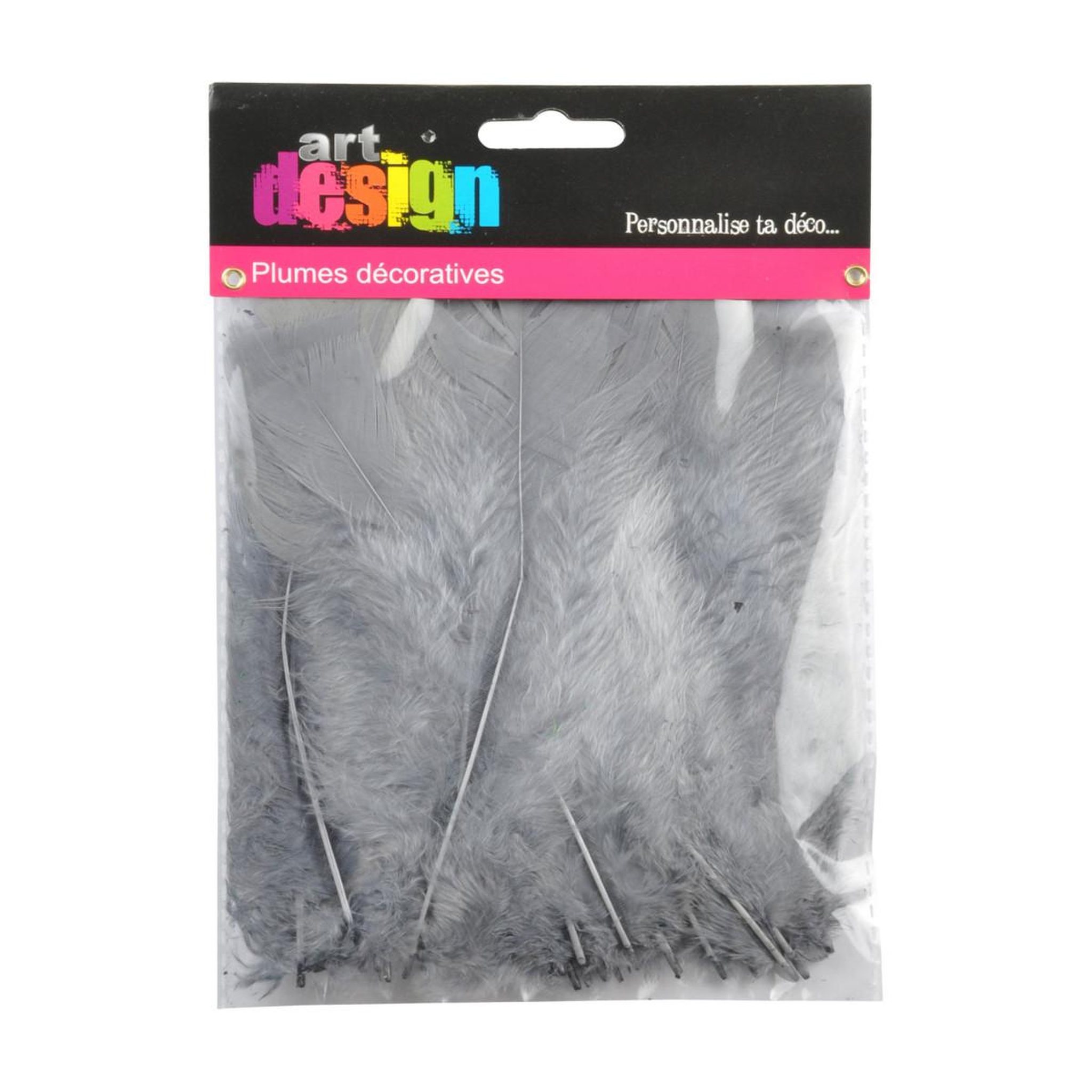 Voir la diapositive 2 : HOMEA Lot de 35 Plumes Décoratives  Sensa  16cm Gris Perle