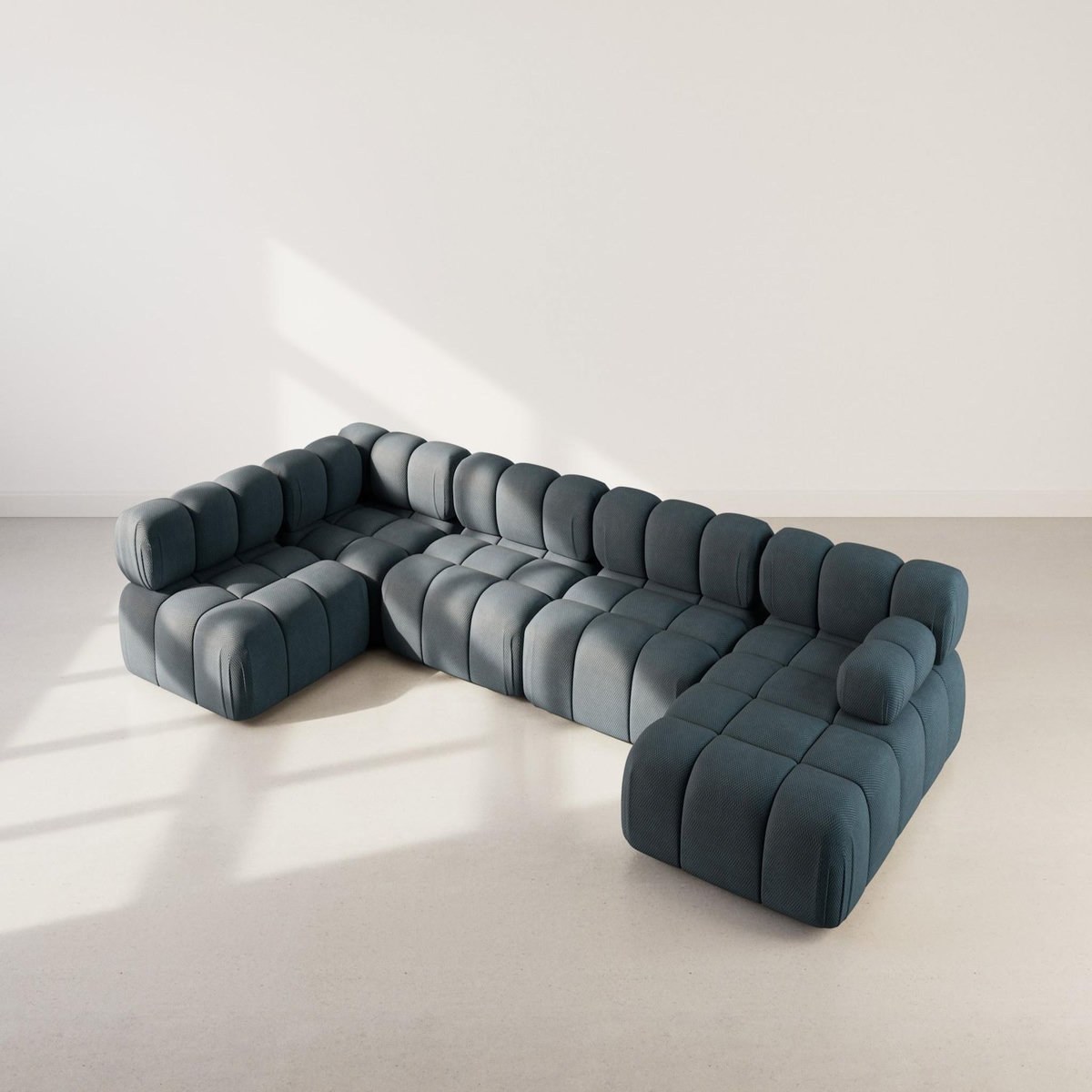 LISA DESIGN Ruby - canapé panoramique modulable d'angle gauche 7 places en velours texturé