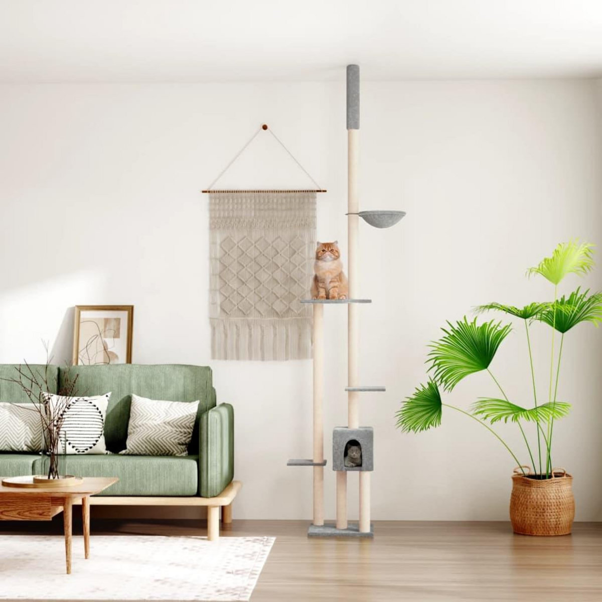 VIDAXL Arbre a chat du sol au plafond Gris clair 258,5-284,5 cm