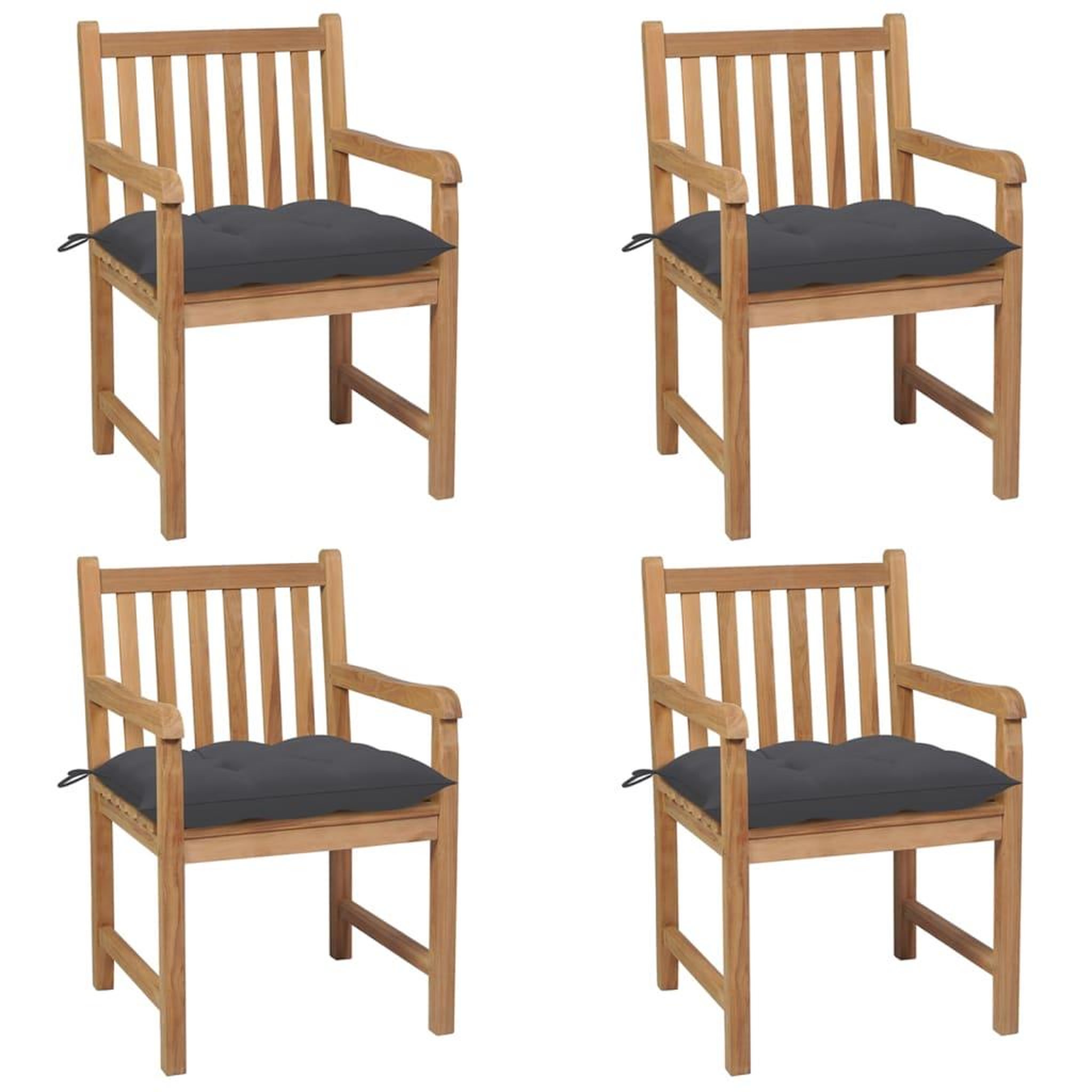Voir la diapositive 1 : VIDAXL Chaises de jardin lot de 4 avec coussins anthracite Teck solide