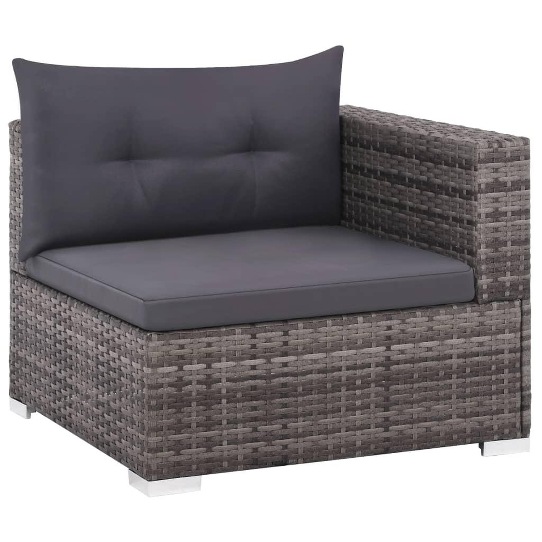 Voir la diapositive 4 : VIDAXL Salon de jardin 3 pcs avec coussins Resine tressee Gris