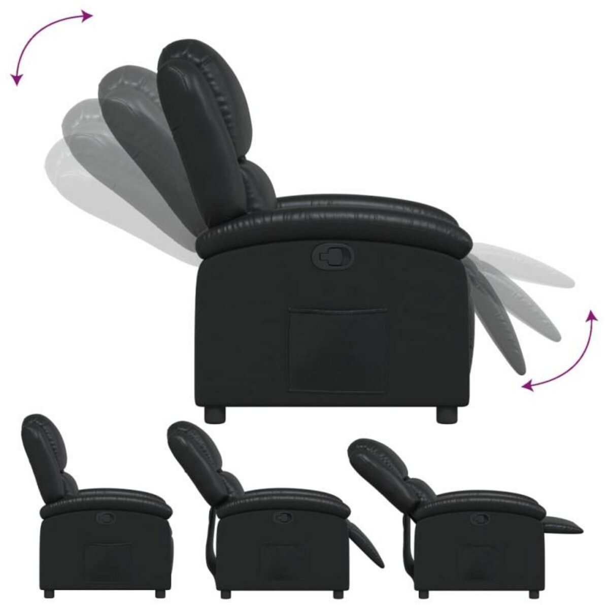 VIDAXL Fauteuil inclinable Noir Similicuir