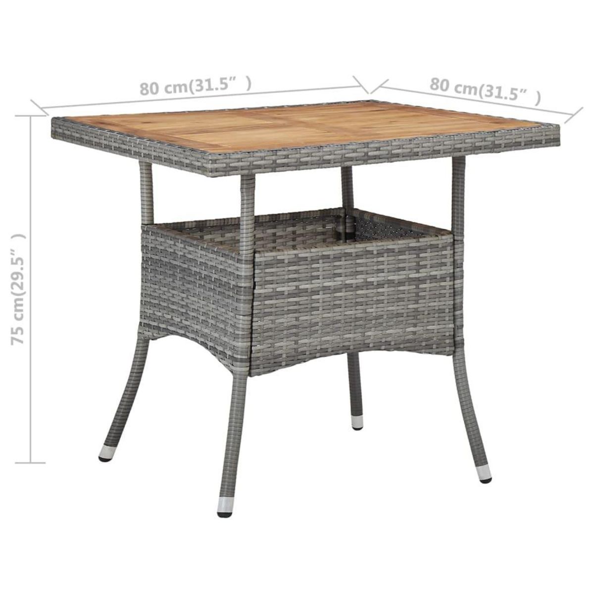 VIDAXL Table d'exterieur Gris Resine tressee et bois d'acacia solide