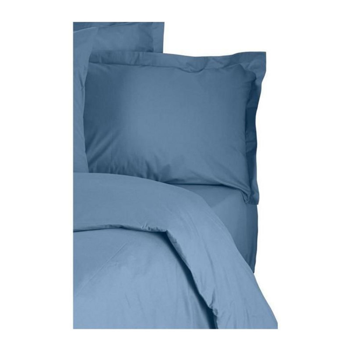 GENERIQUE Parure de lit - 1 housse de couette 220 x 240 cm + 2 taies d'oreiller 60 x 60 cm - 100% coton renforcé - Bleu