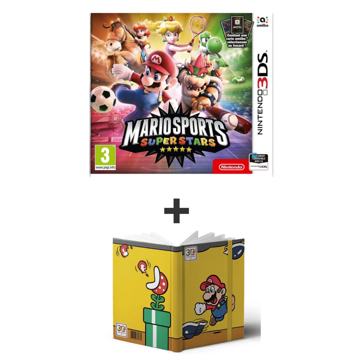 Mario Sports SuperStars + carte amiibo 3DS + Carnet de notes Super Mario Maker OFFERT