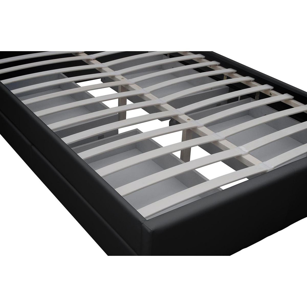 CONCEPT USINE Structure de lit LED avec rangements 140 x 190 cm noir ENFIELD