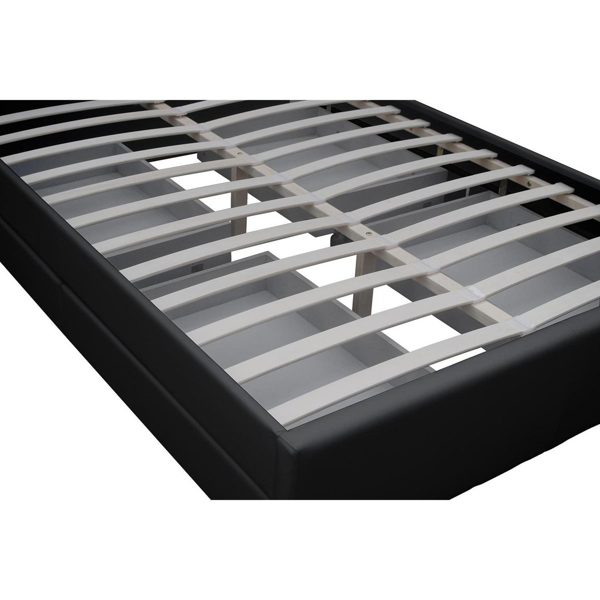 CONCEPT USINE Structure de lit LED avec rangements 140 x 190 cm noir ENFIELD