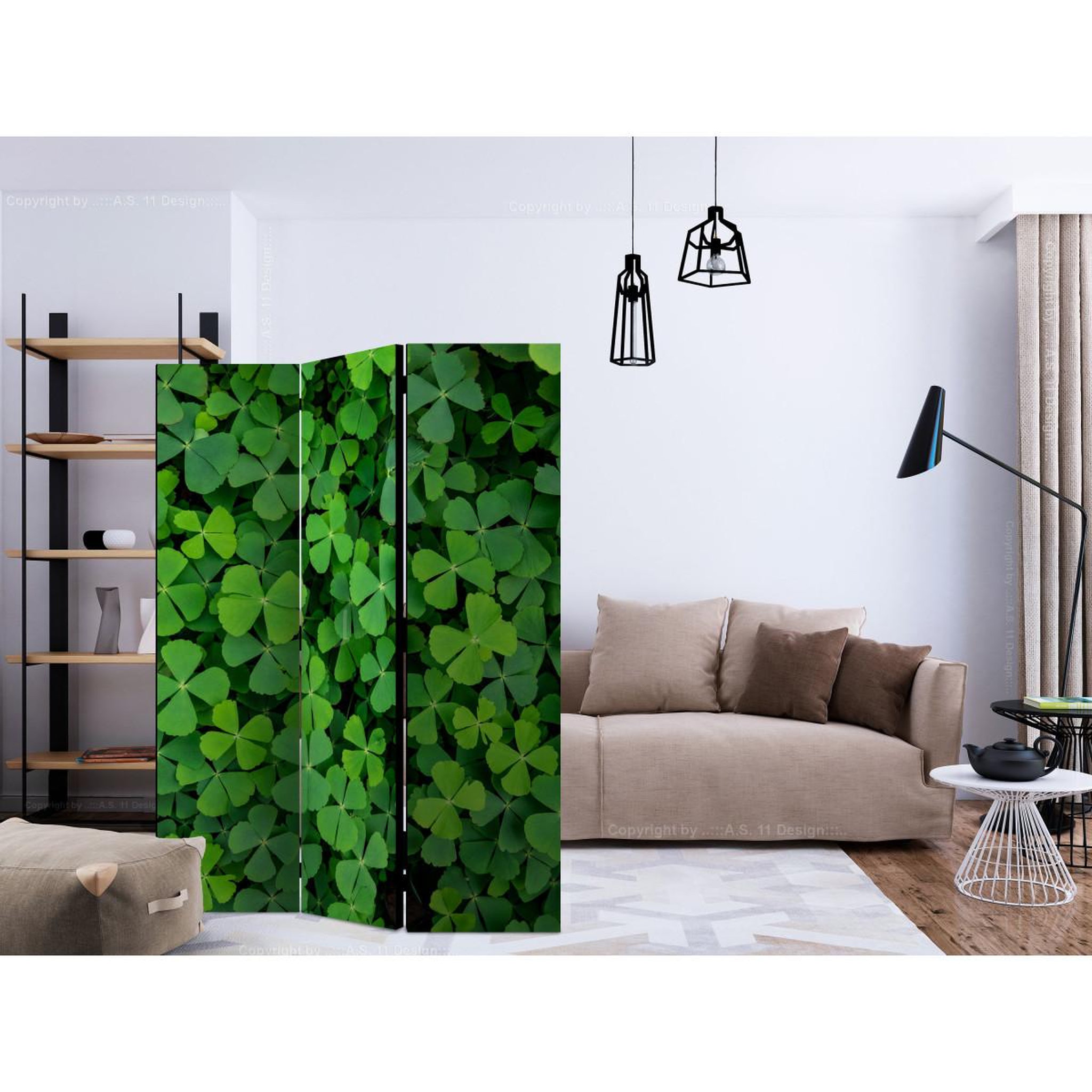 Voir la diapositive 2 : Paris Prix Paravent 3 volets  green clover  135x172cm