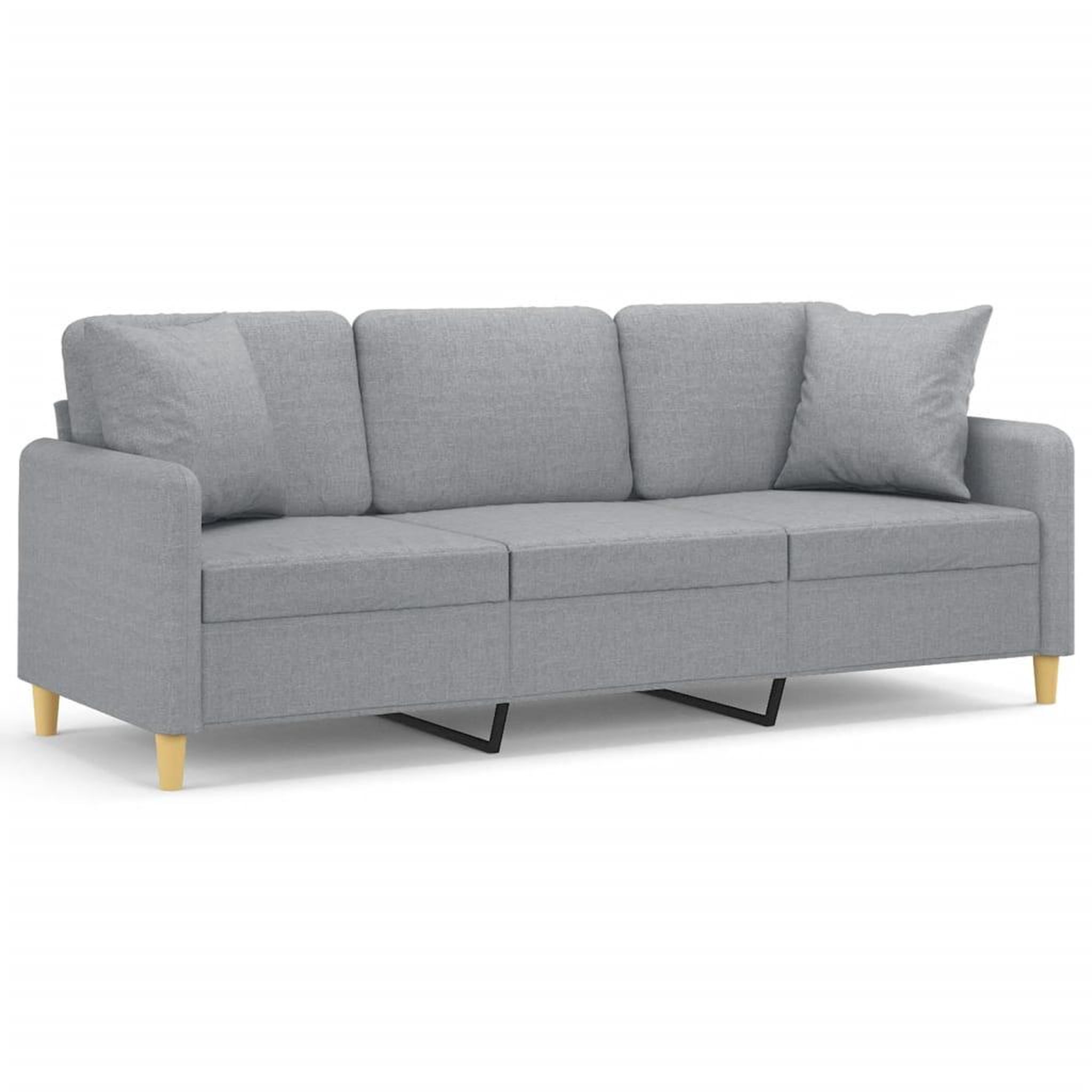 Voir la diapositive 2 : VIDAXL Canape 3 places avec oreillers gris clair 180 cm tissu