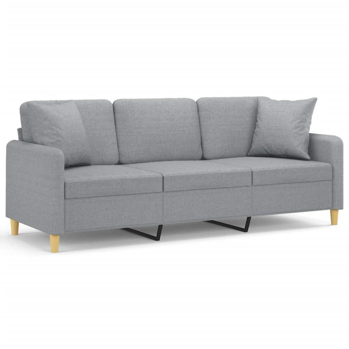 VIDAXL Canape 3 places avec oreillers gris clair 180 cm tissu