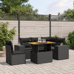 VIDAXL Salon de jardin 6 pcs avec coussins noir resine tressee