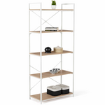 ID MARKET Etagère 5 niveaux DETROIT 170cm design industriel bois et métal blanc