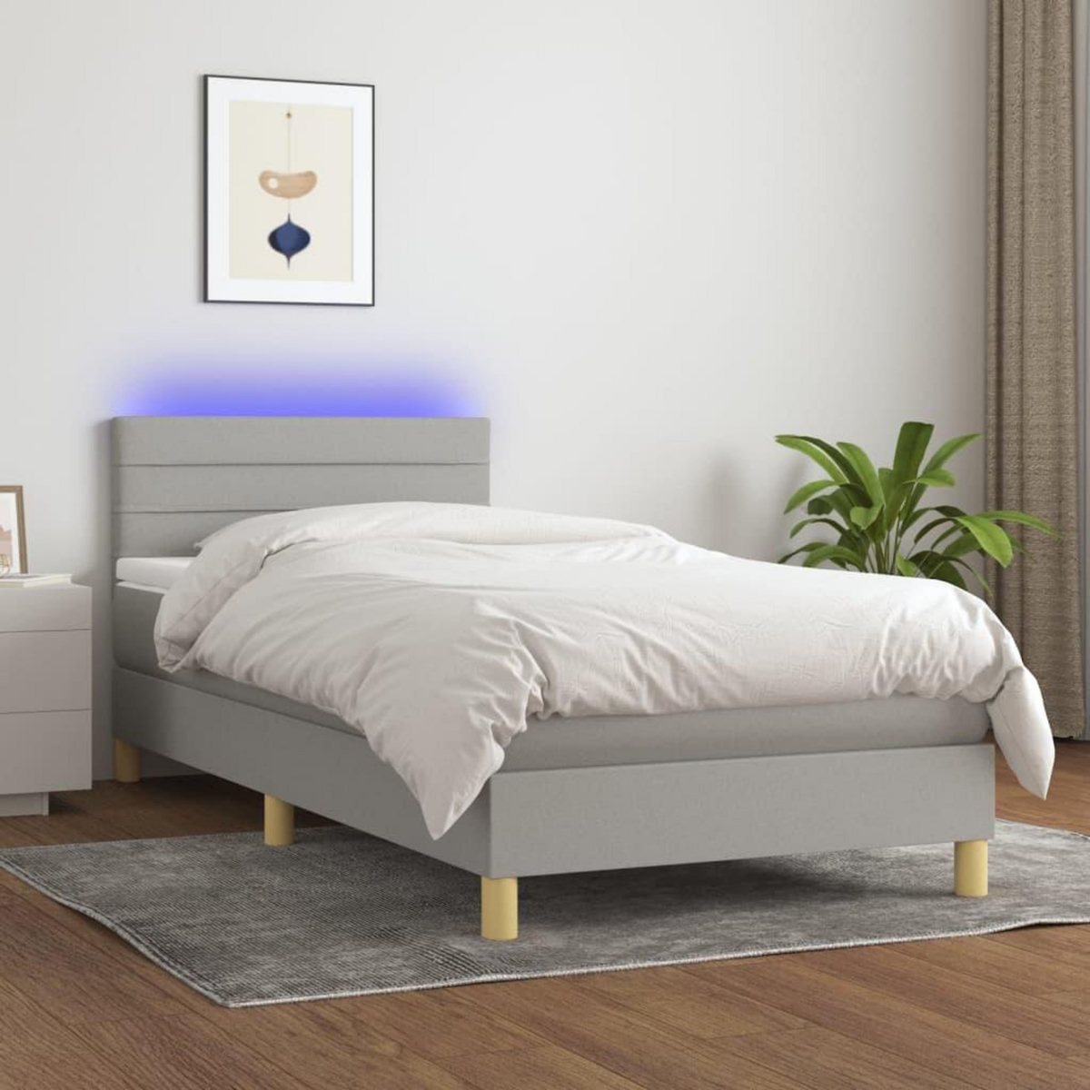 VIDAXL Sommier a lattes de lit avec matelas et LED Gris clair 90x190cm