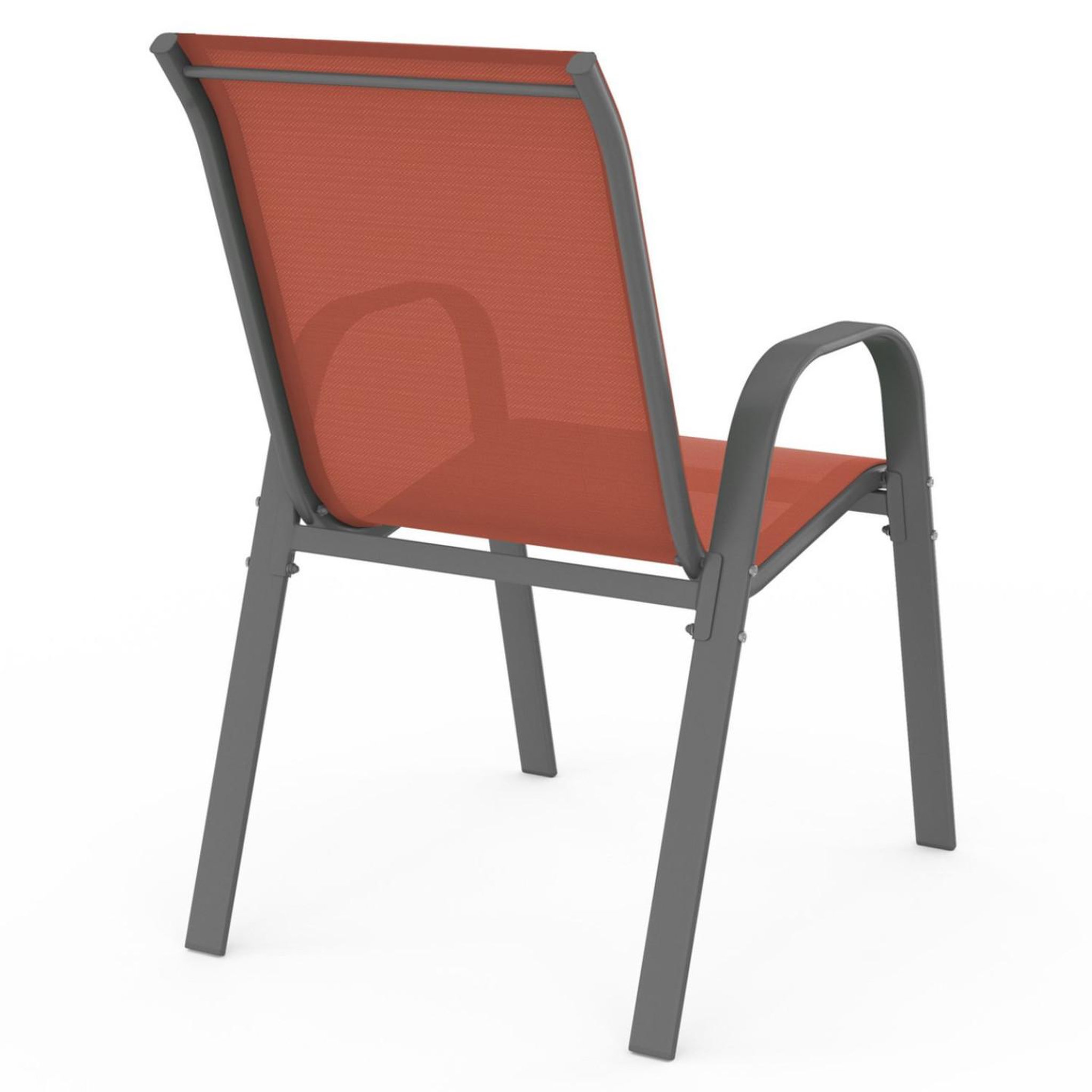 Voir la diapositive 5 : ID MARKET Lot de 4 chaises de jardin LYMA métal et textilène empilables terracotta