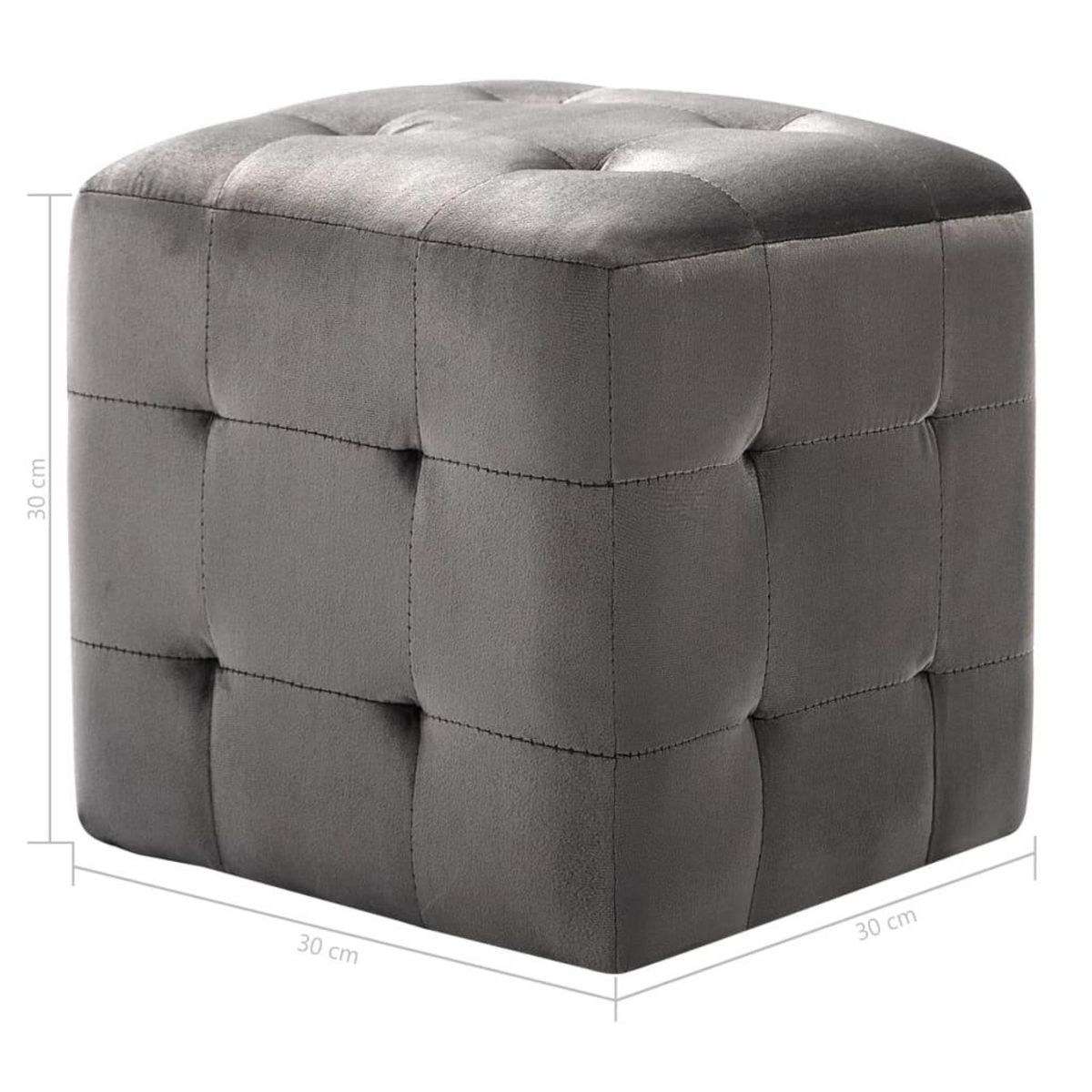 VIDAXL 2 pcs Poufs Gris 30 x 30 x 30 cm Tissu velours