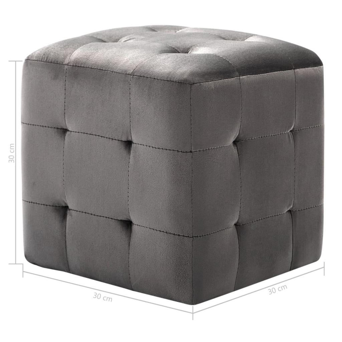 VIDAXL 2 pcs Poufs Gris 30 x 30 x 30 cm Tissu velours