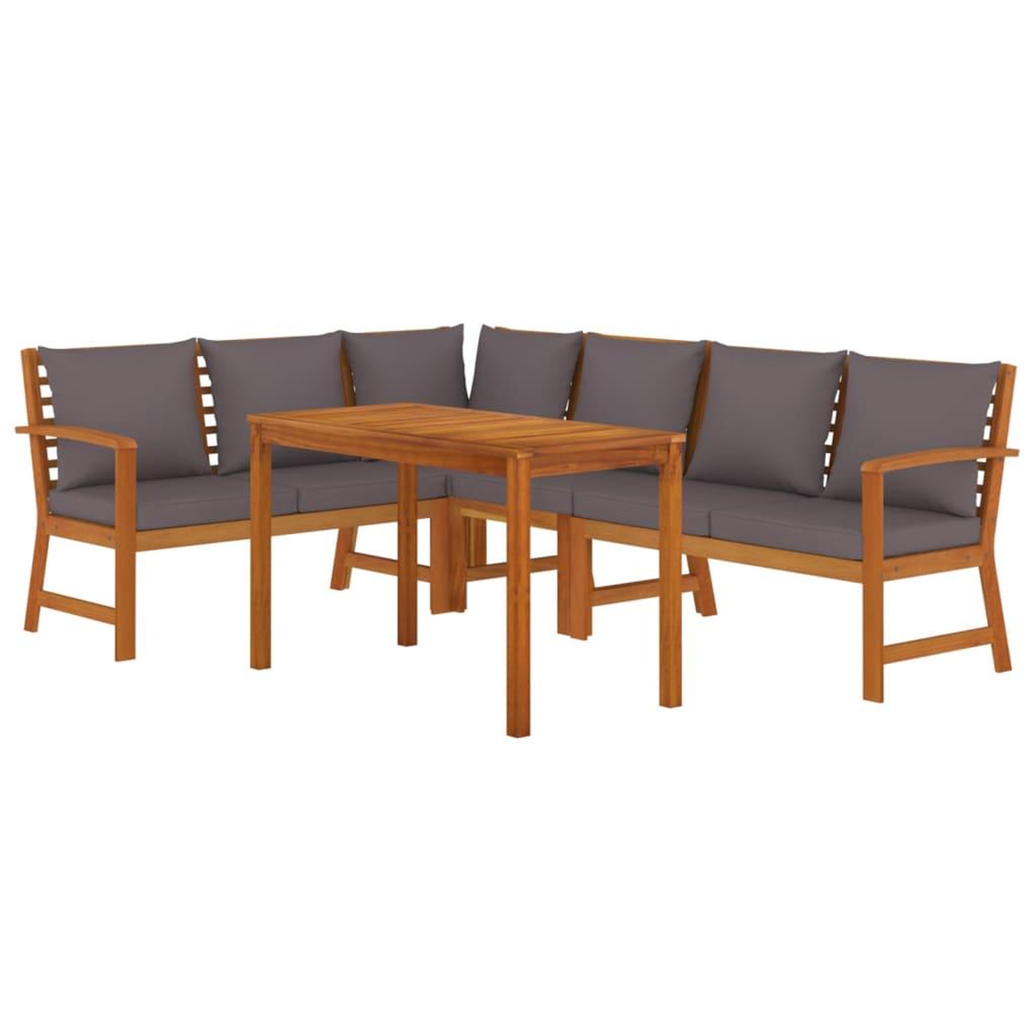 Voir la diapositive 3 : VIDAXL Ensemble a manger de jardin coussins 5 pcs Bois acacia