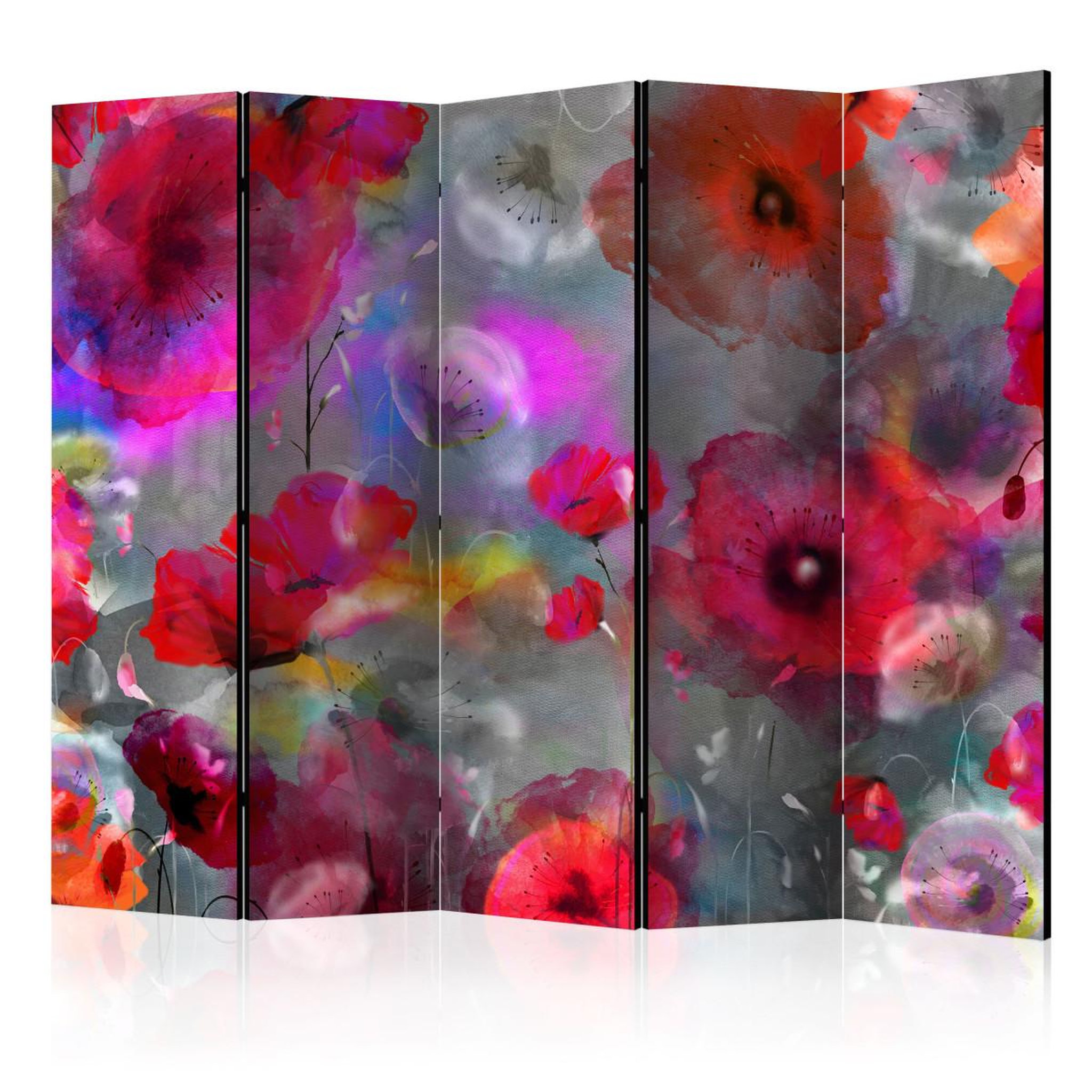 Paris Prix Paravent 5 volets  painted poppies  172x225cm
