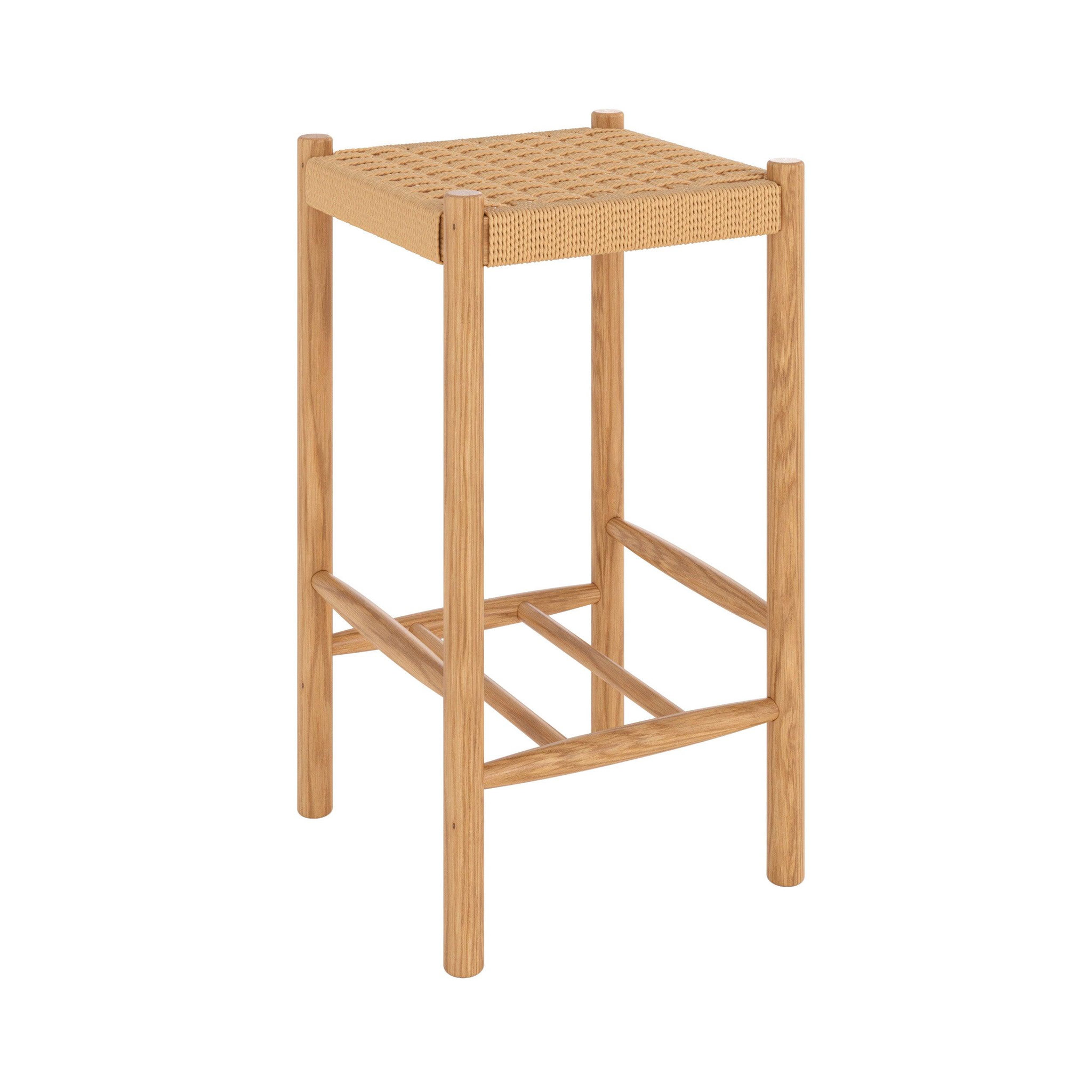 MAISON PAVANE Tabouret pour îlot central 65 cm en tressage et bois-Kepler