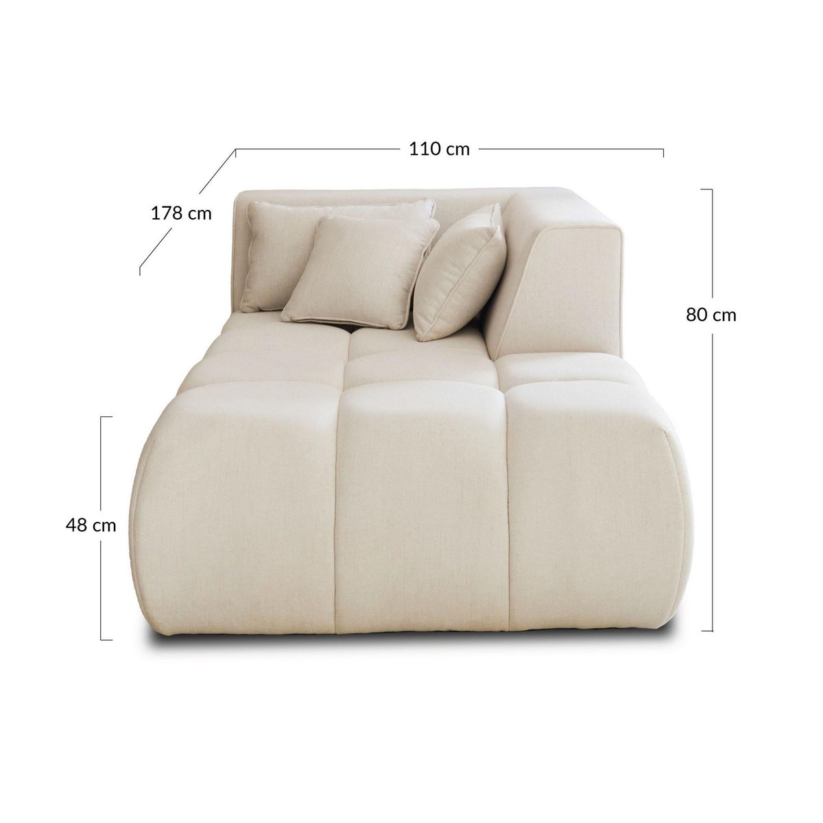 LISA DESIGN Caracas - module d'assise méridienne droit - en tissu