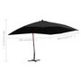 Voir la diapositive 6 : VIDAXL Parasol suspendu avec mat en bois 400x300 cm Noir