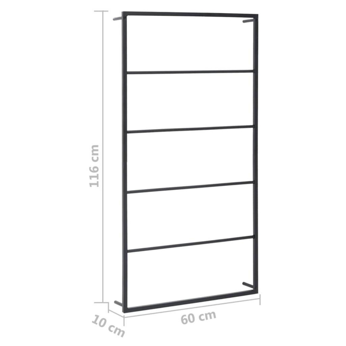 VIDAXL Porte-serviette Noir 60x10x116 cm Acier