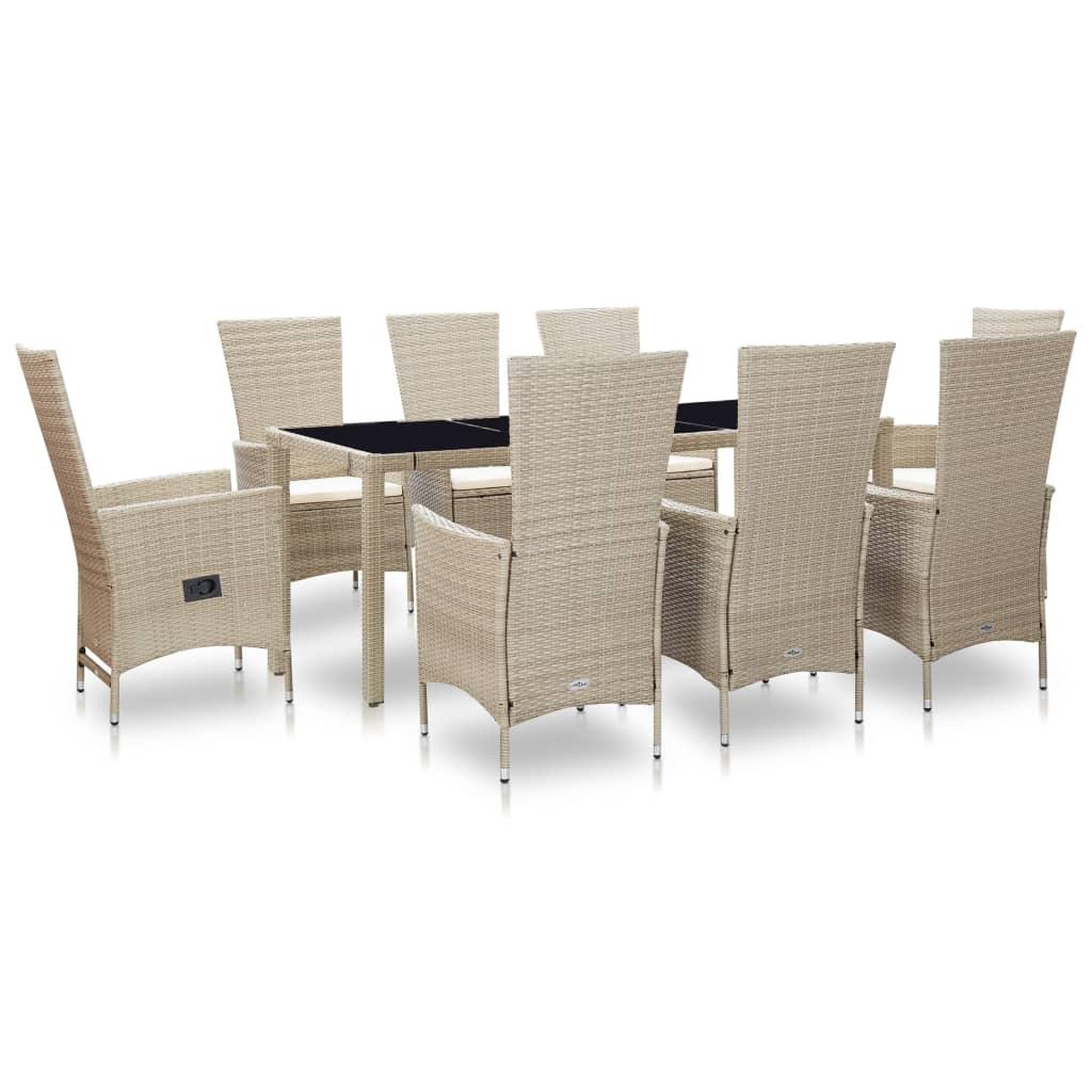 Voir la diapositive 1 : VIDAXL Ensemble a manger d'exterieur et coussins 9 pcs resine tressee