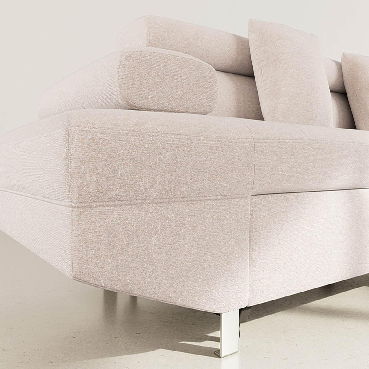 BEST MOBILIER Margaux - canapé d'angle droit 5 places convertible avec coffre et têtières réglables en velours texturé