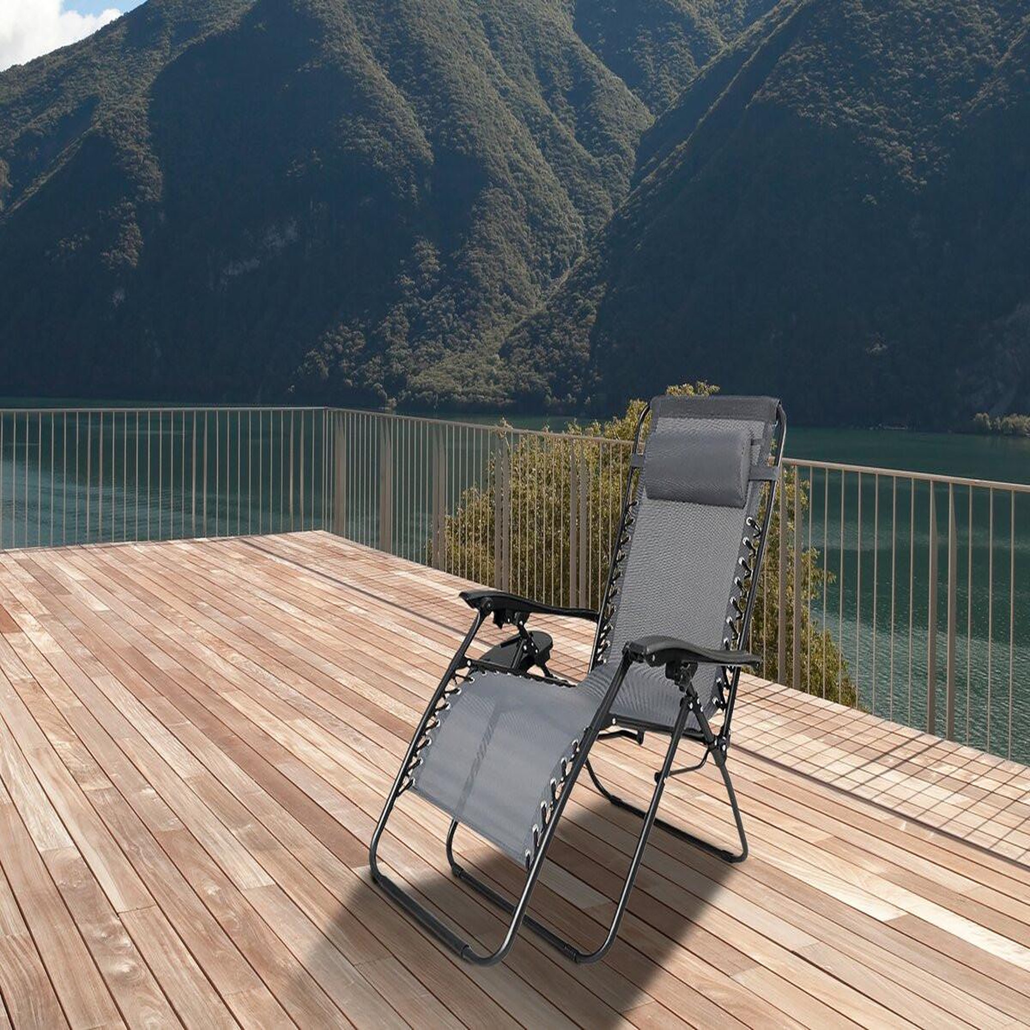 Voir la diapositive 2 : Habitat et Jardin Fauteuil de jardin relax zéro gravité  sintra  - gris