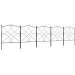 OUTSUNNY Lot de 5 clôtures de jardin décoratives en métal avec ornements - dim. totales 305L x 62H cm - noir