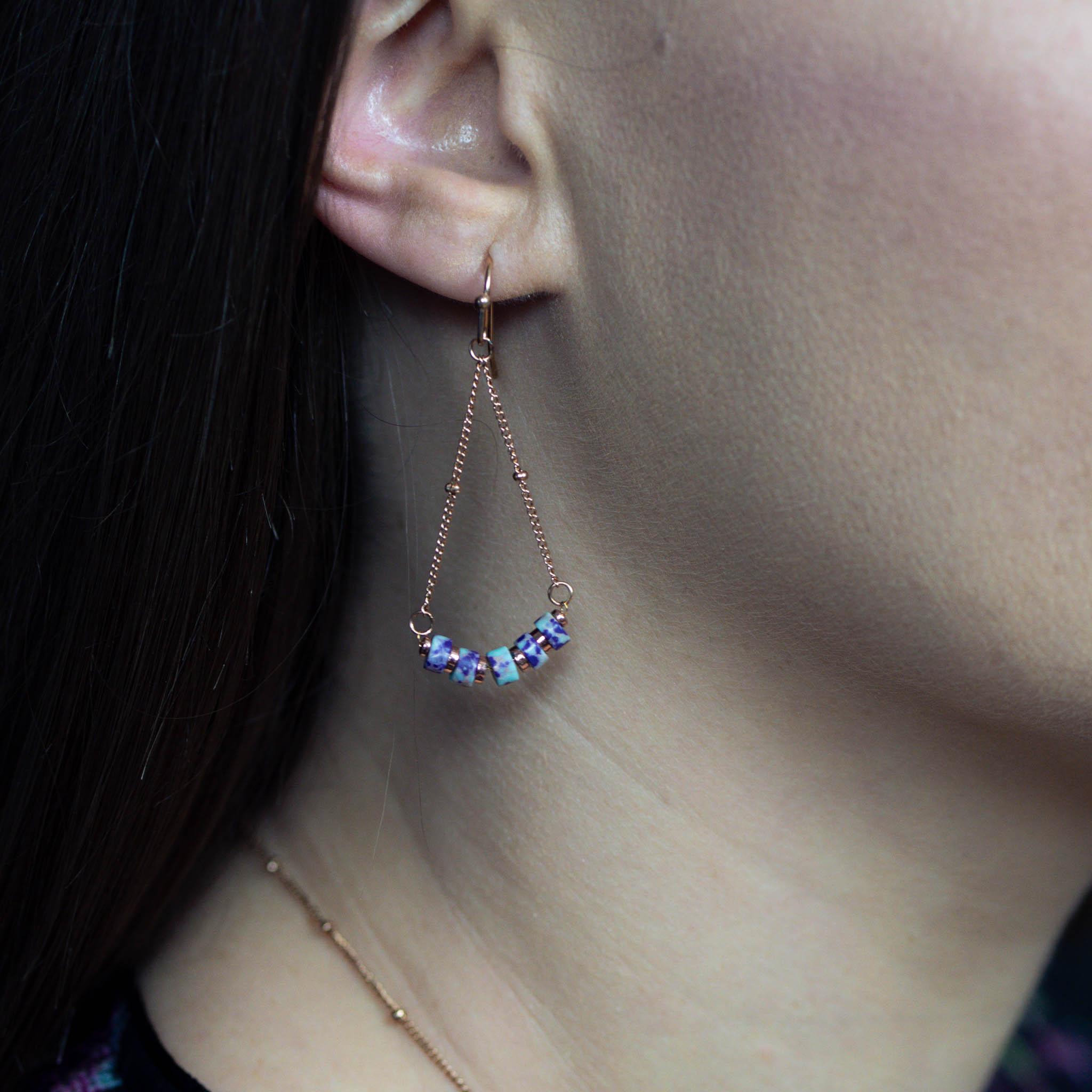 Voir la diapositive 4 : SLOYA Boucles d'oreilles Piana en pierres Jaspe