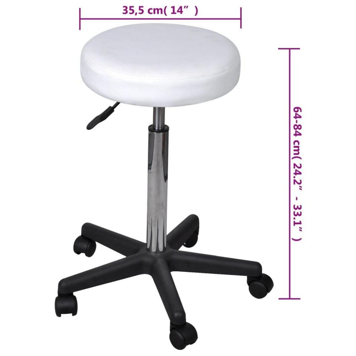 VIDAXL Tabourets de bureau lot de 2 Blanc 35,5x84 cm Similicuir