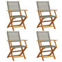 Voir la diapositive 2 : VIDAXL Chaises de jardin pliantes lot de 4 gris poly rotin bois massif