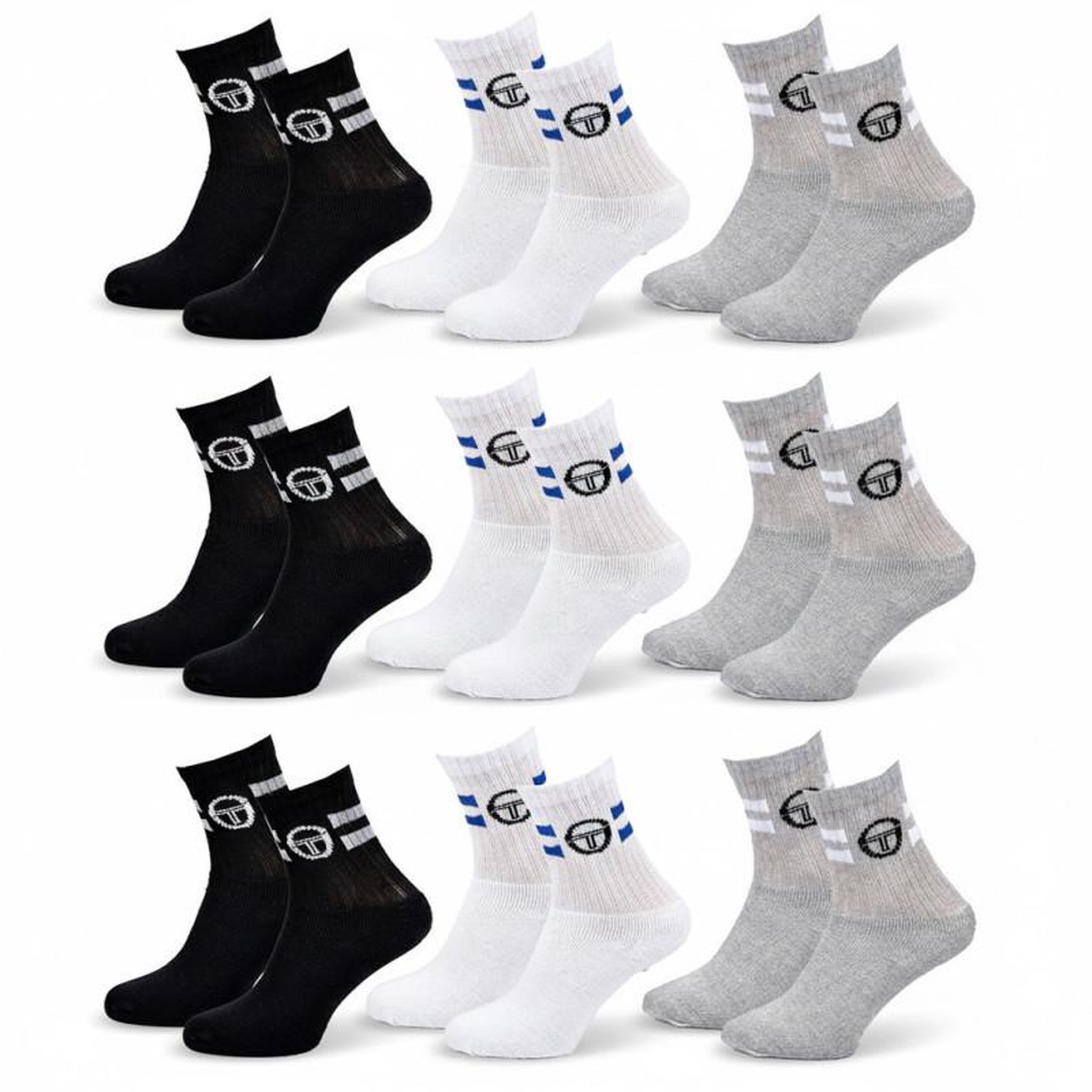 Voir la diapositive 1 : SERGIO TACCHINI Sergio Tacchini Pack de Chaussettes enfant Tennis Crew Lot de 9 Paires