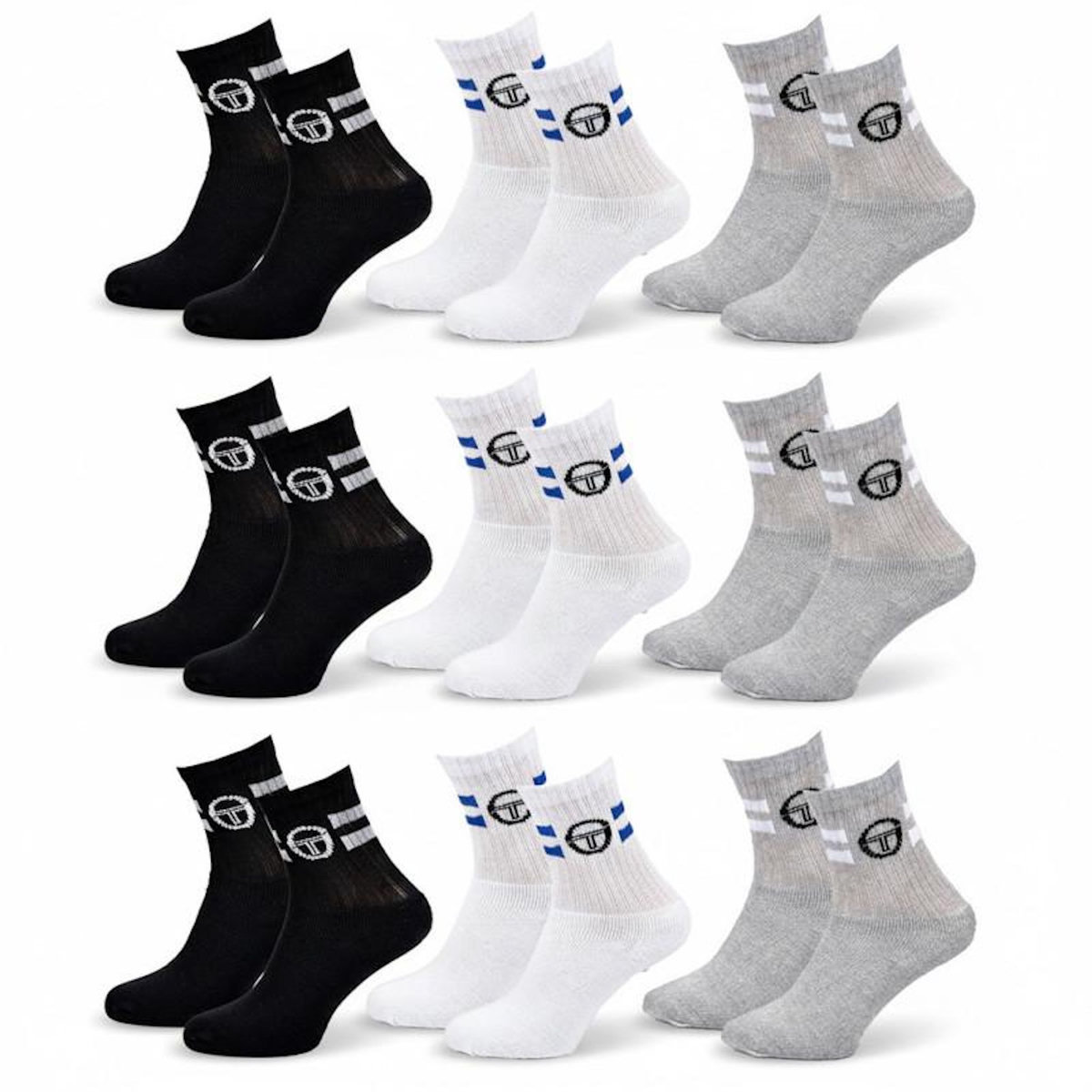 SERGIO TACCHINI Sergio Tacchini Pack de Chaussettes enfant Tennis Crew Lot de 9 Paires