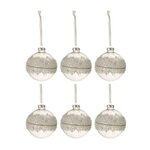 Paris Prix Lot de 6 Boules de Noël  Glace  8cm Blanc & Argent