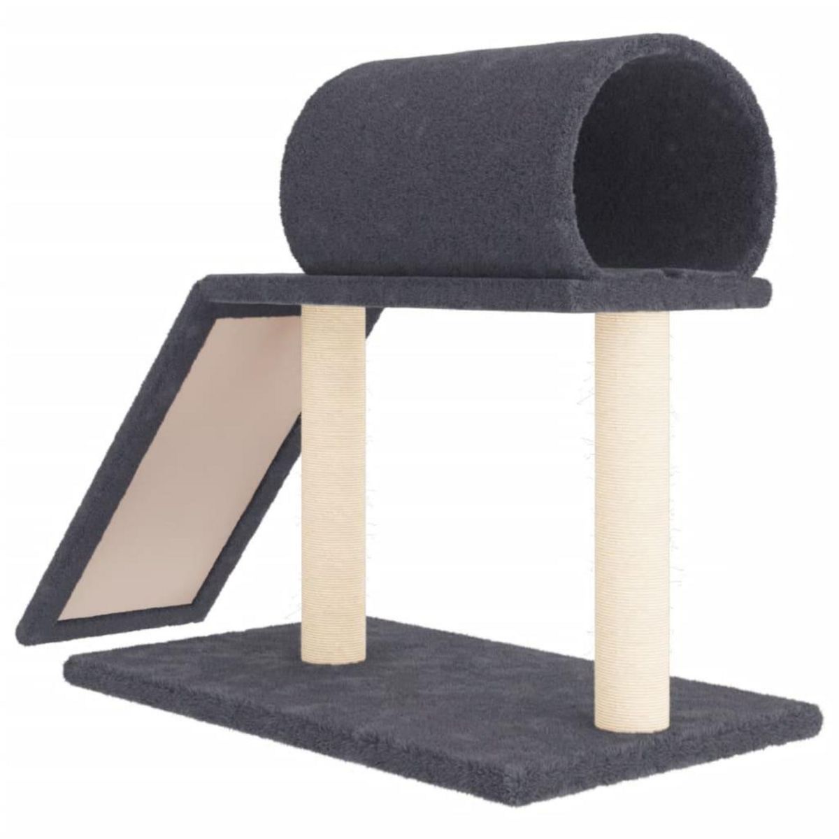 VIDAXL Arbres a chat avec tunnel et echelle gris fonce 55,5 cm