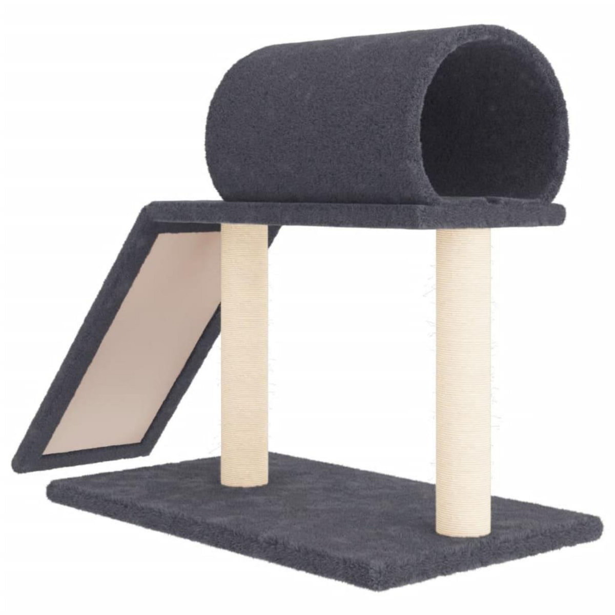 VIDAXL Arbres a chat avec tunnel et echelle gris fonce 55,5 cm